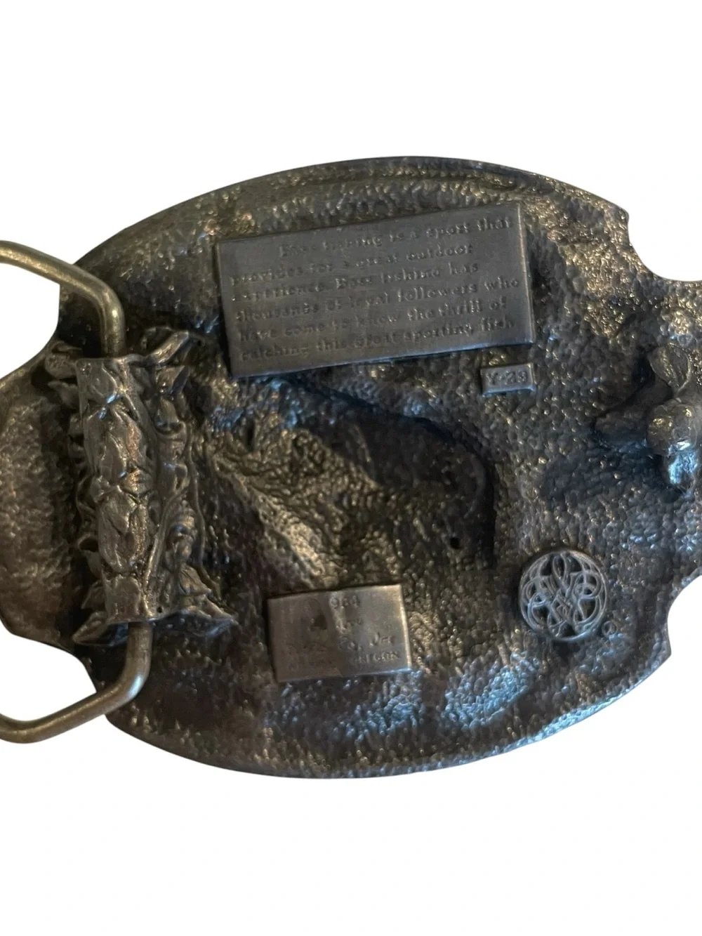 Vtg Siskiyou Bass Fishing Belt Buckle by William Oregon Pewter w/3D Enamel 1984